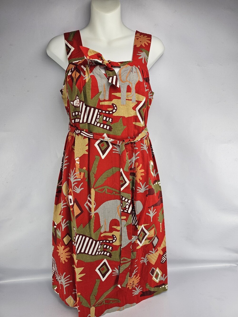 Mary Jane by Corey of California Vintage 70's Tropical Print Dress Red Women's S